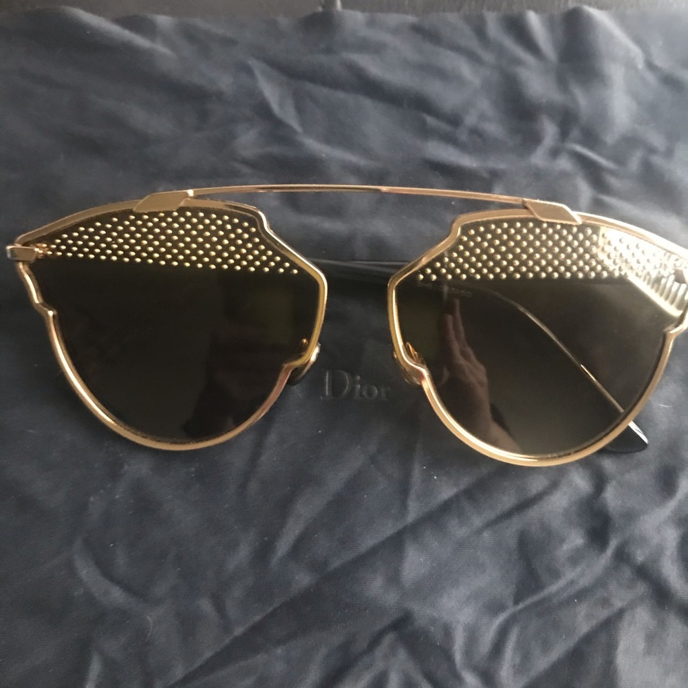 Perfect Cond, Dior SoReal Studded Sunglasses, Gold